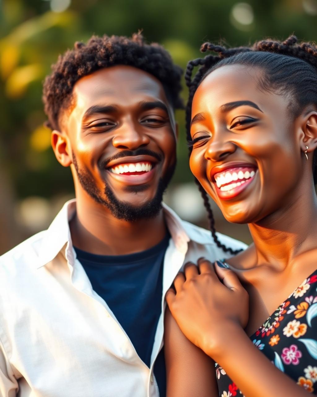 African couple smiling together